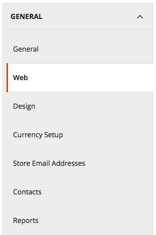 Select Web from the General menu.