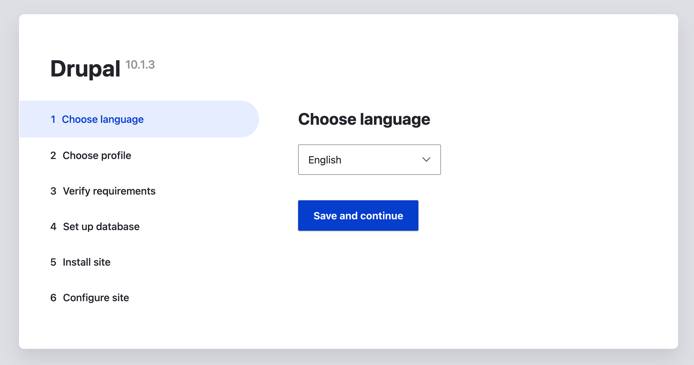 Screenshot of the Drupal installation screen